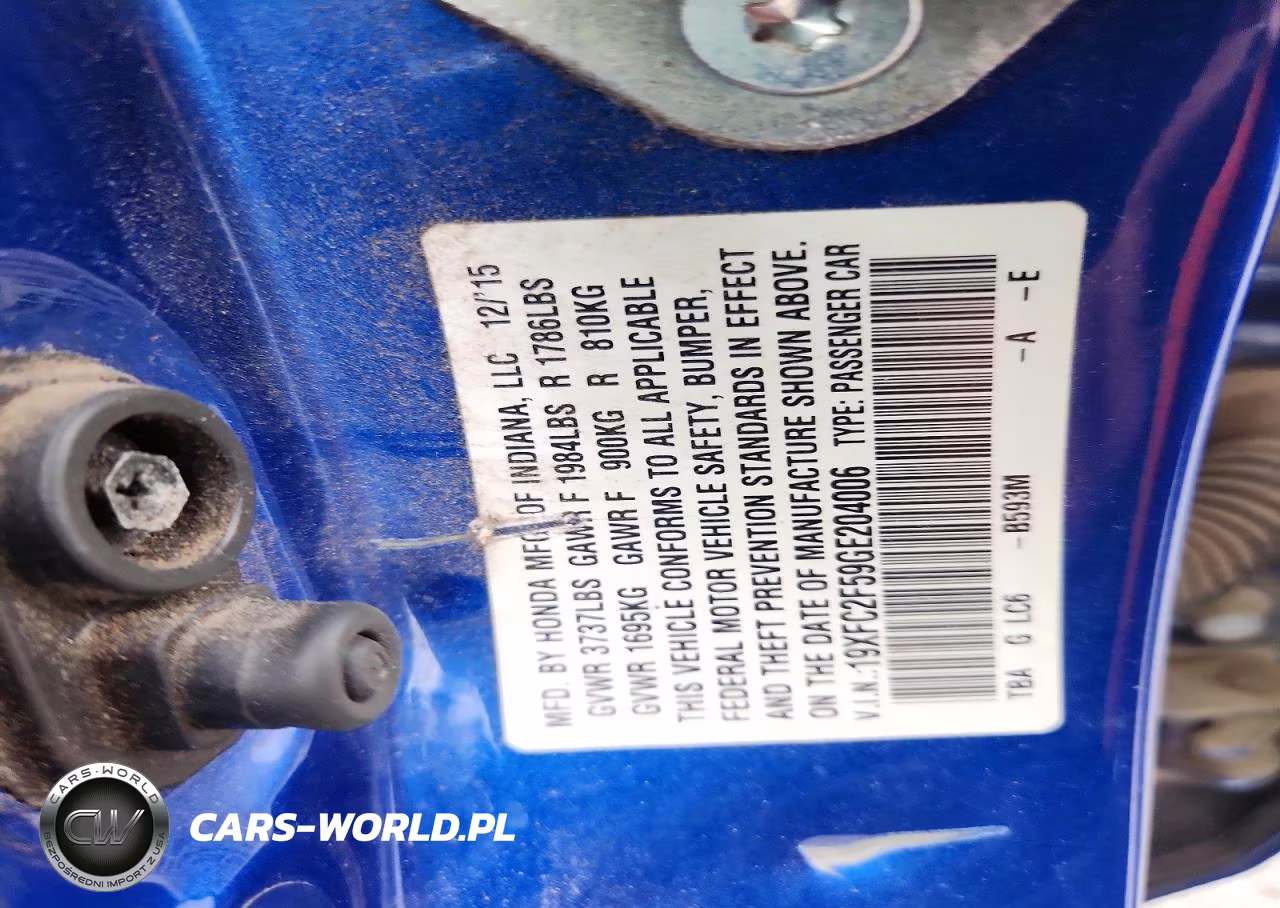 2016 Honda Civic Lx VIN:19XFC2F59GE204006 - 12