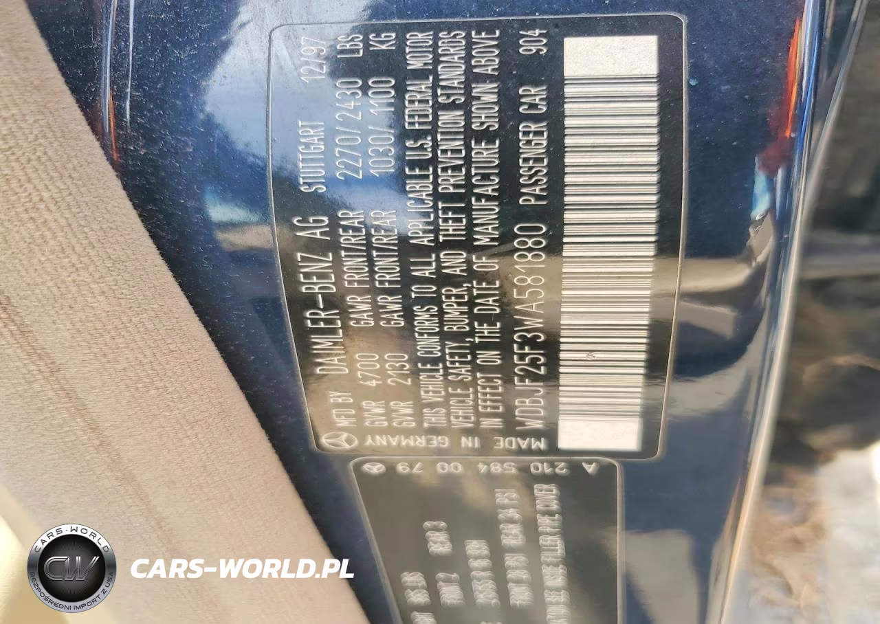 1998 Mercedes-Benz E 300Td VIN:WDBJF25F3WA581880 - 13