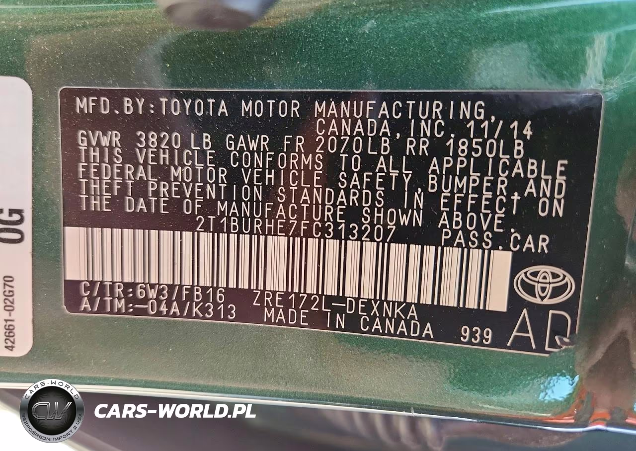 2015 Toyota Corolla Le VIN:2T1BURHE7FC313207 - 13