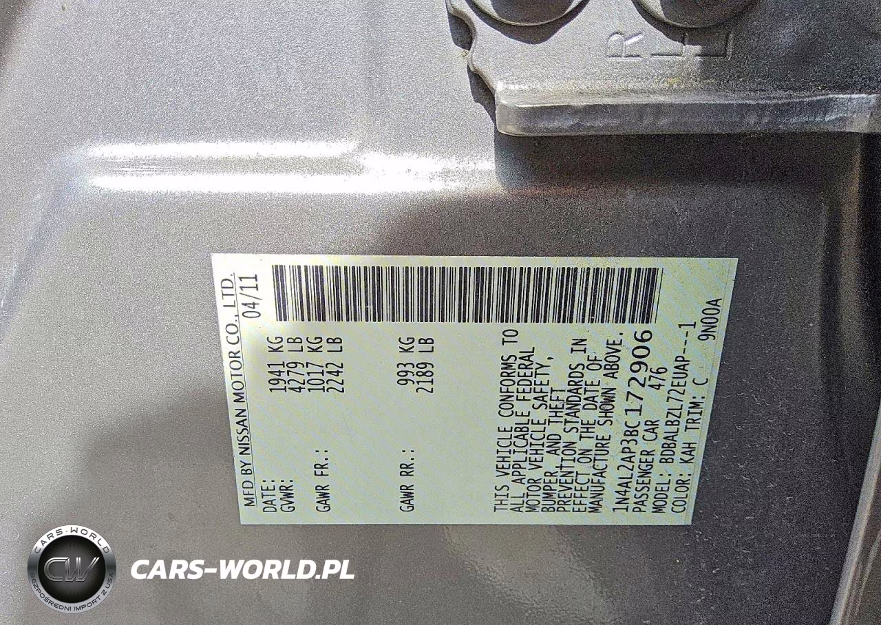 2011 Nissan Altima 2.5 VIN:1N4AL2AP3BC172906 - 13