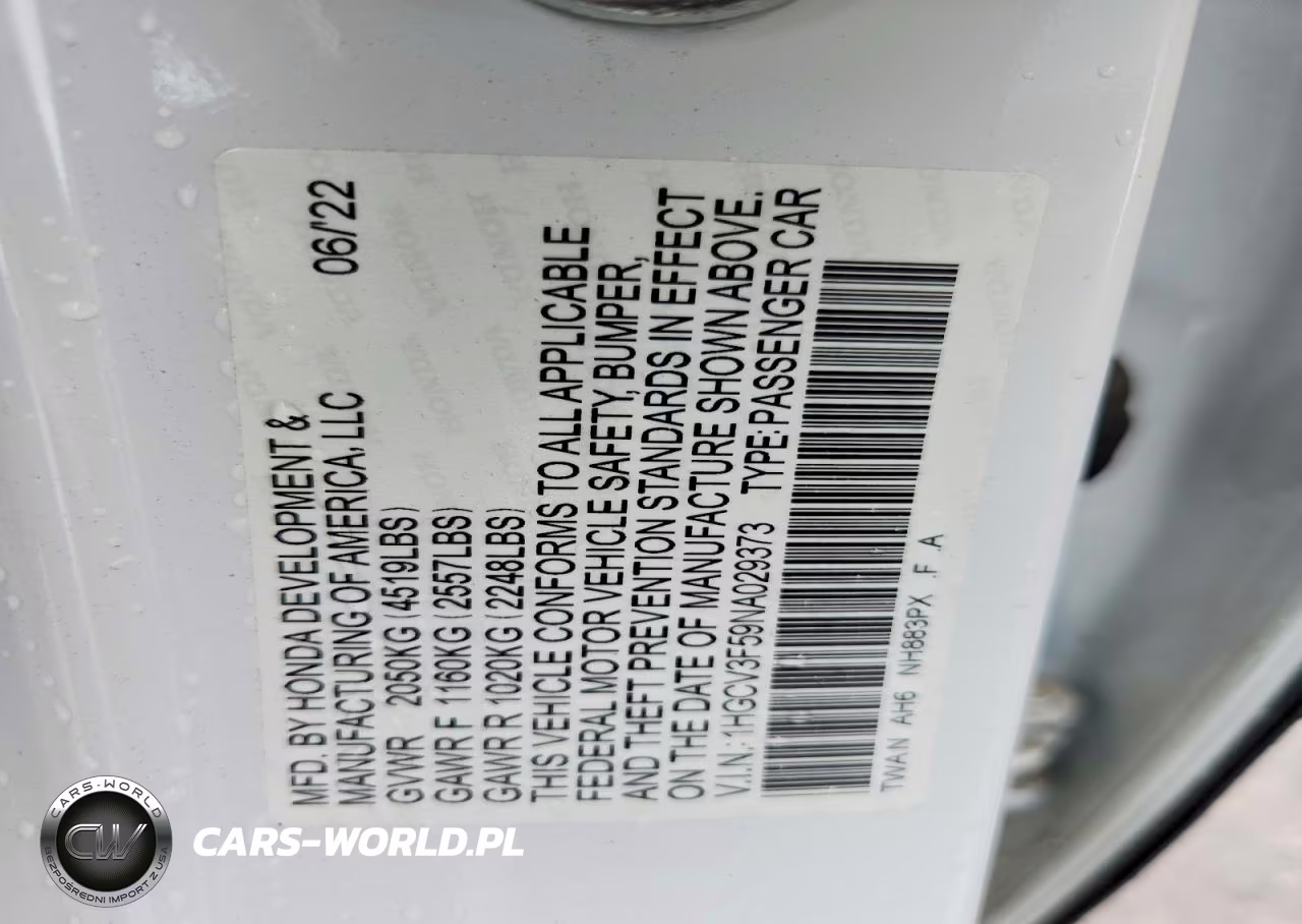 2022 Honda Accord Hybrid Exl VIN:1HGCV3F59NA029373 - 12
