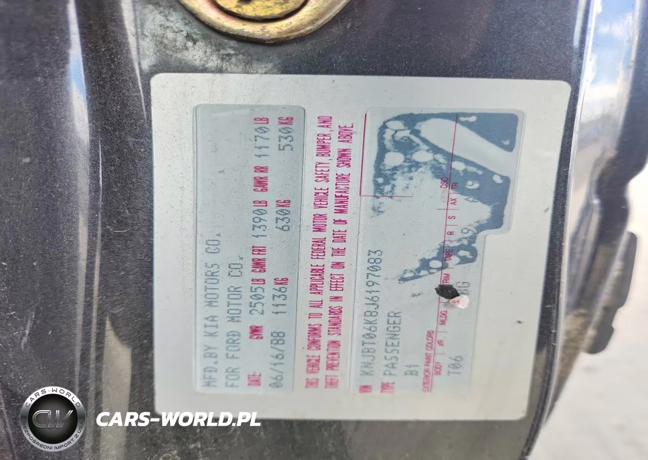1988 Ford Festiva L VIN:KNJBT06K8J6197083 - 12