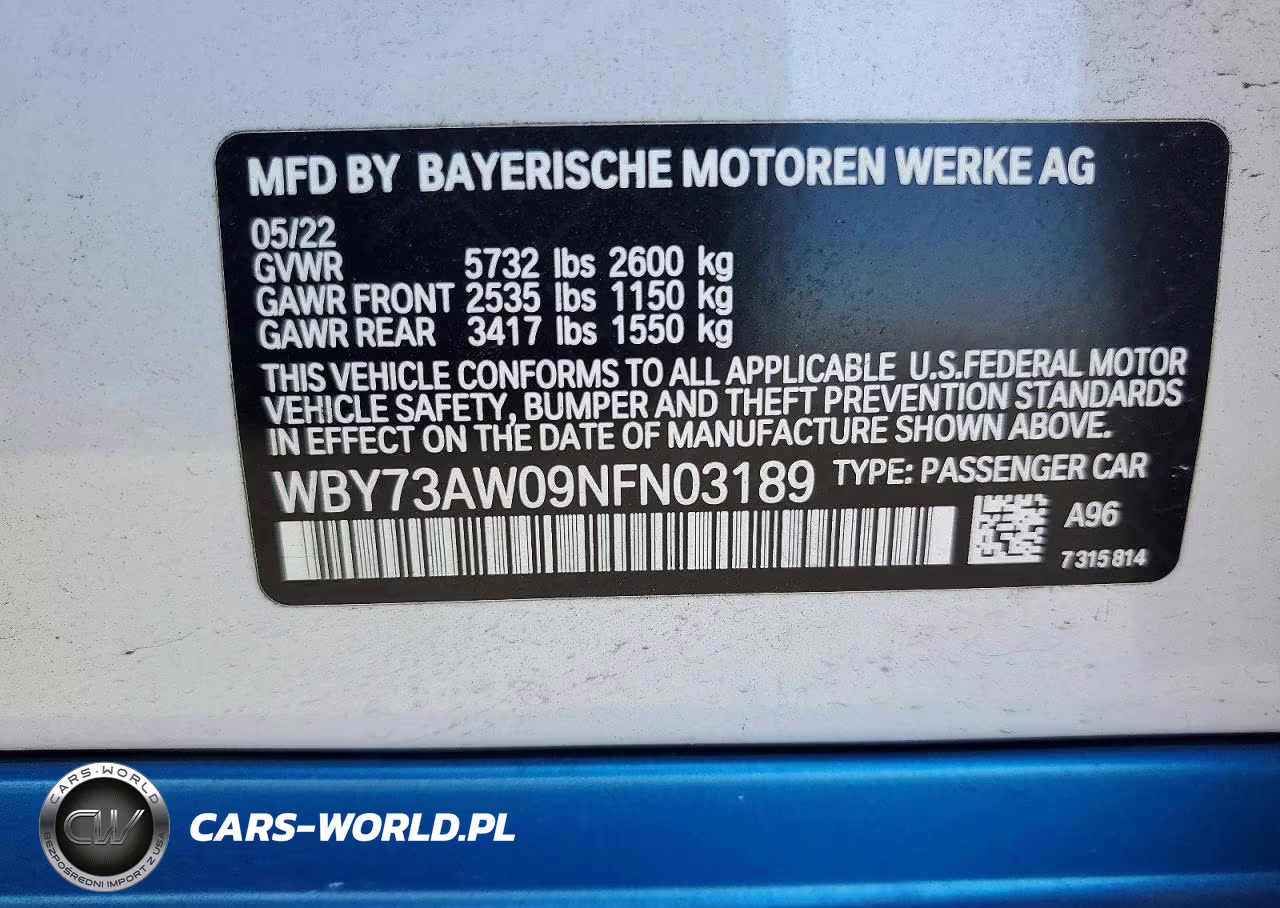2022 BMW I4 Edrive 40 VIN:WBY73AW09NFN03189 - 13