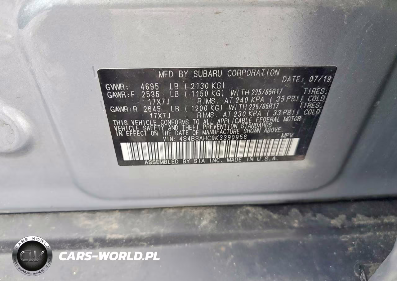 2019 Subaru Outback 2.5I Premium VIN:4S4BSAHC9K3390956 - 13