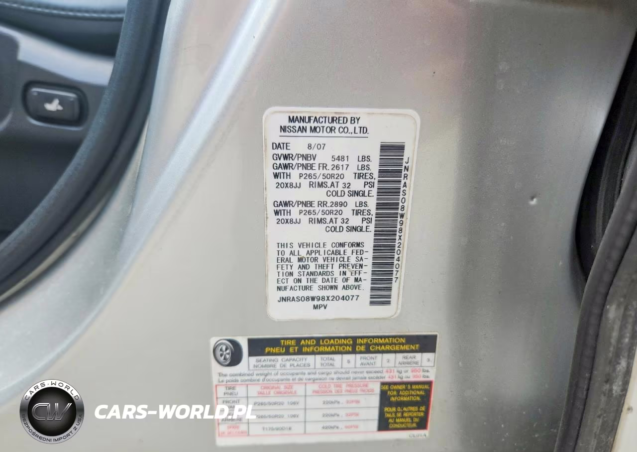 2008 Infiniti Fx35 Base VIN:JNRAS08W98X204077 - 13