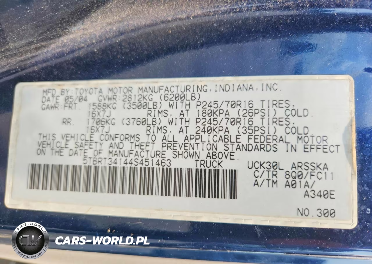 2004 Toyota Tundra Access Cab Sr5 VIN:5TBRT34144S451463 - 12