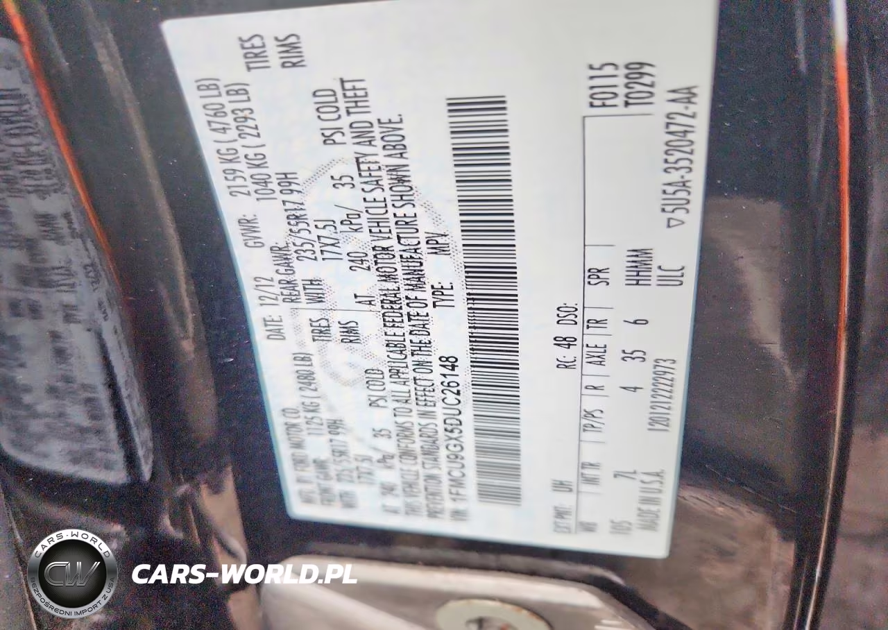 2013 Ford Escape Se VIN:1FMCU9GX5DUC26148 - 12