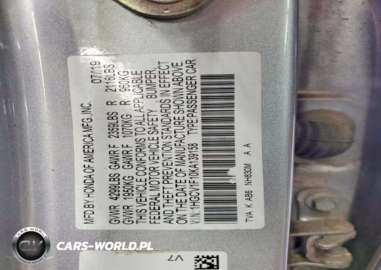 2019 Honda Accord Lx VIN:1HGCV1F10KA139158 - 12