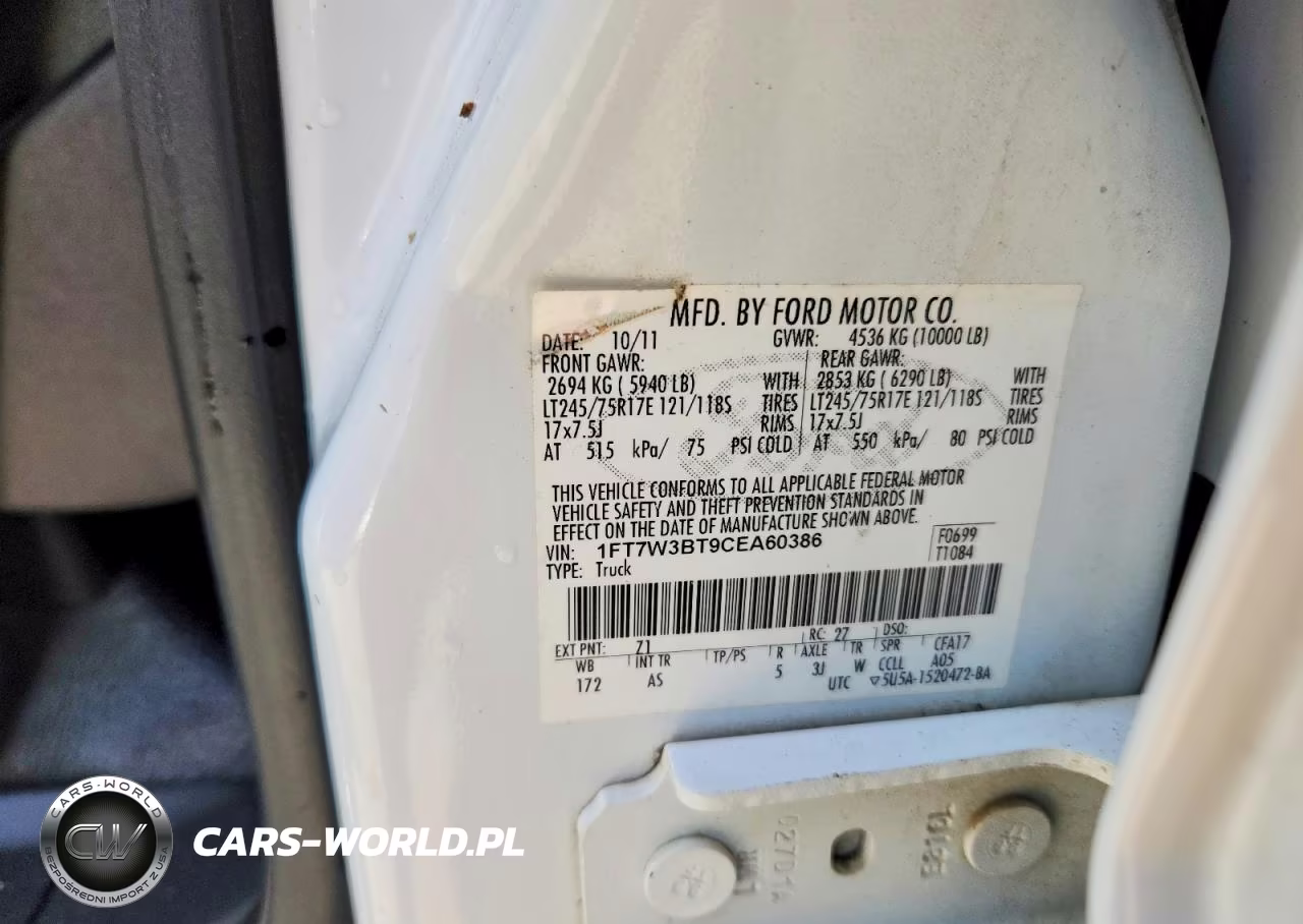 2012 Ford F350 Super Duty VIN:1FT7W3BT9CEA60386 - 13