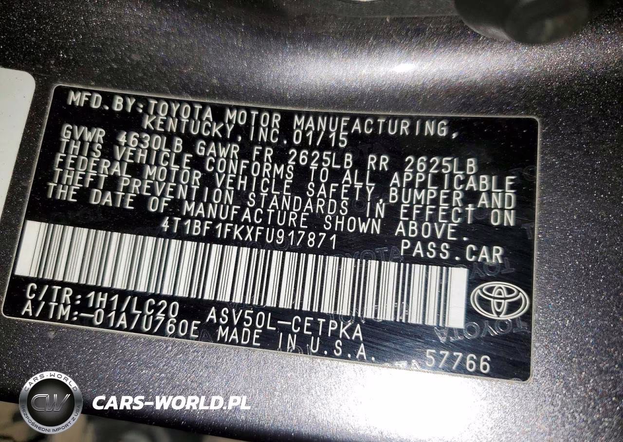 2015 Toyota Camry VIN:4T1BF1FKXFU917871 - 12