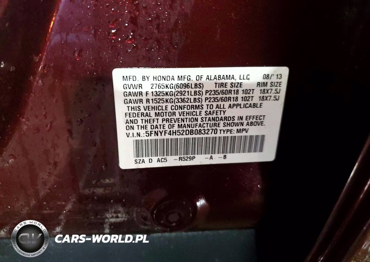 2013 Honda Pilot Exl VIN:5FNYF4H52DB083270 - 13