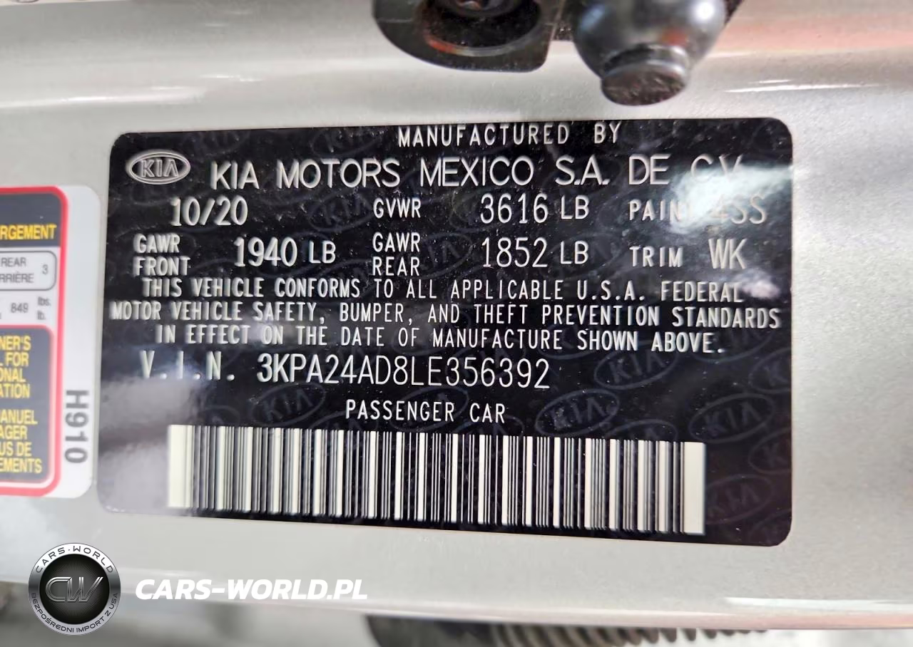 2020 Kia Rio S VIN:3KPA24AD8LE356392 - 13