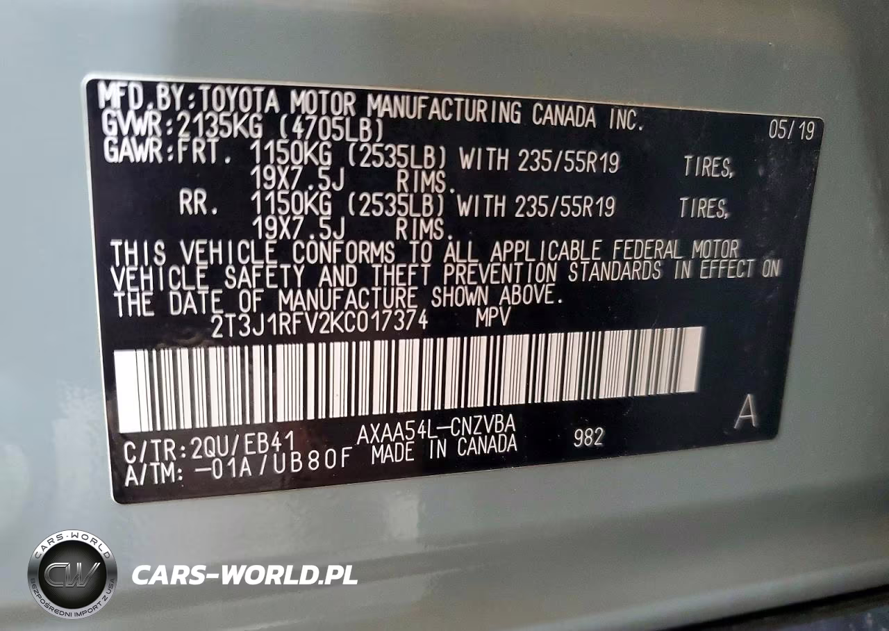 2019 Toyota Rav4 Adventure VIN:2T3J1RFV2KC017374 - 13