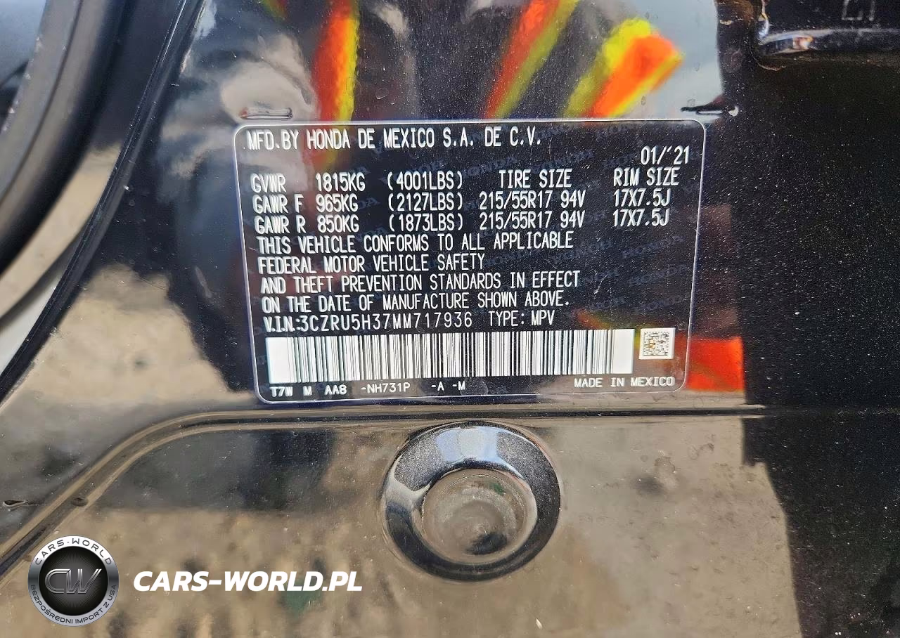 2021 Honda Hr-V Lx VIN:3CZRU5H37MM717936 - 13