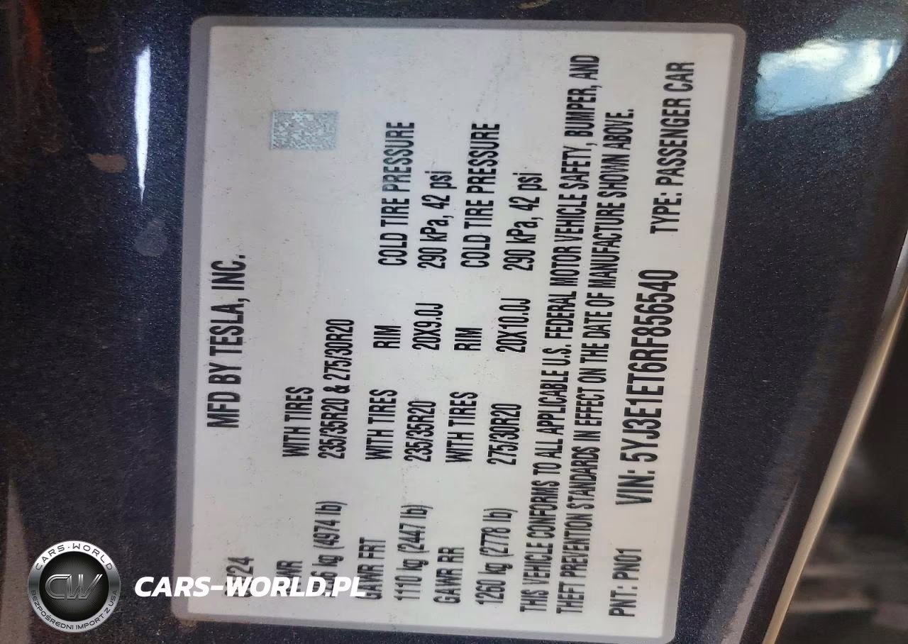 2024 Tesla Model 3 VIN:5YJ3E1ET6RF856540 - 12