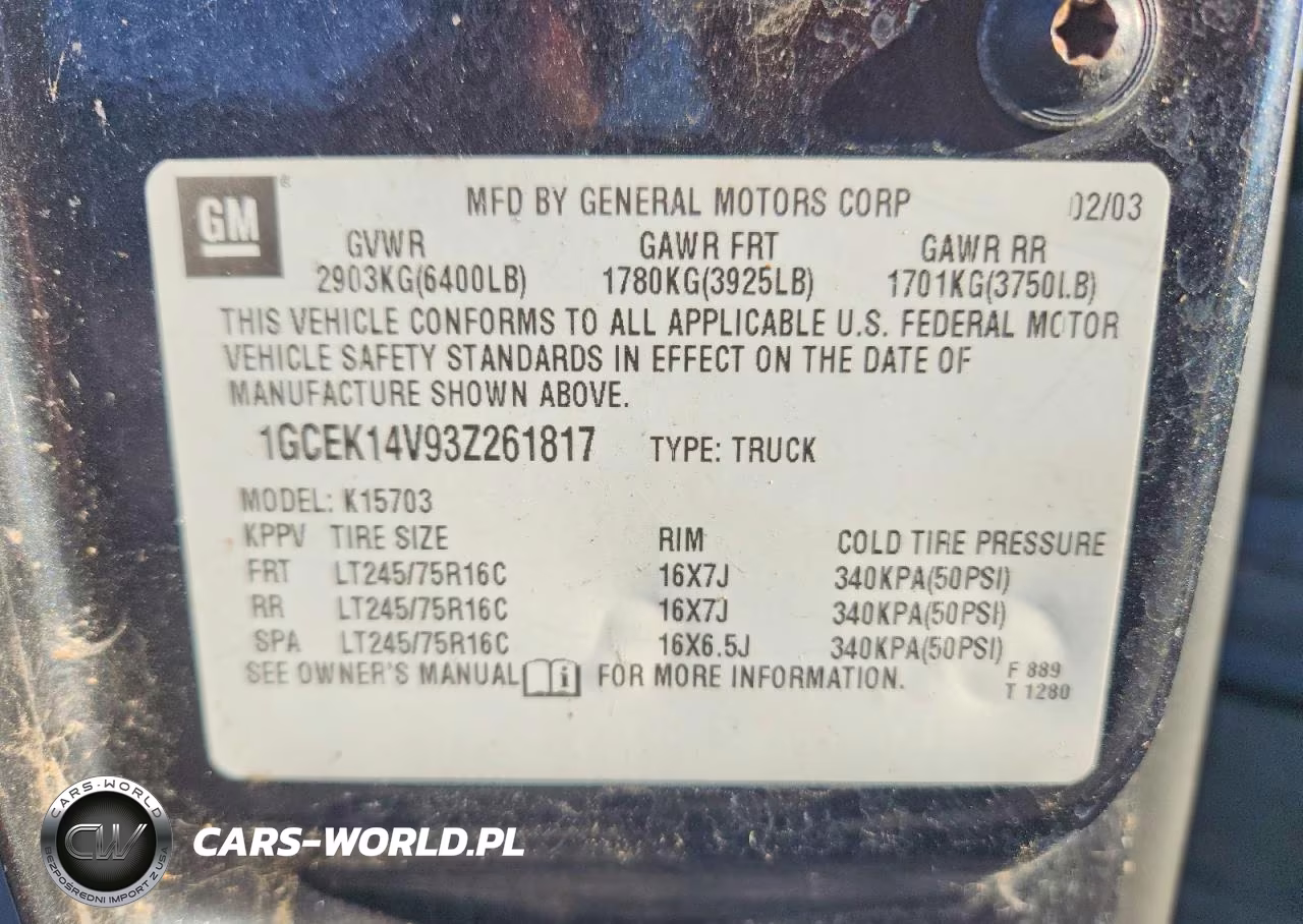 2003 Chevrolet Silverado K1500 VIN:1GCEK14V93Z261817 - 12