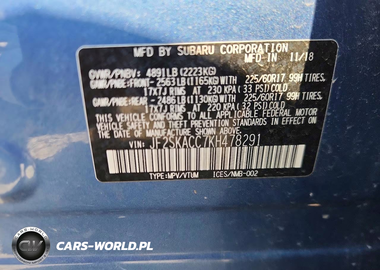 2019 Subaru Forester VIN:JF2SKACC7KH478291 - 12