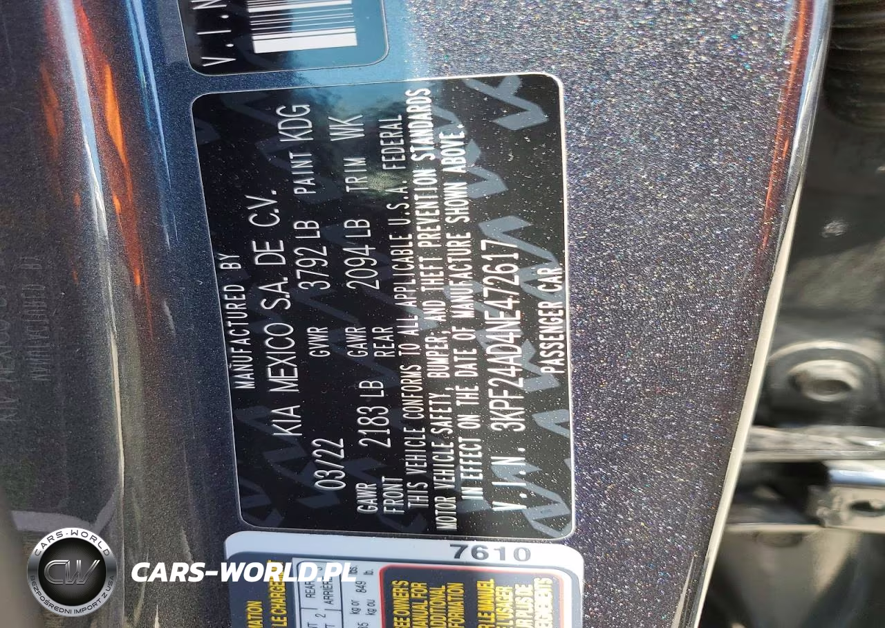 2022 Kia Forte Lxs VIN:3KPF24AD4NE472617 - 13