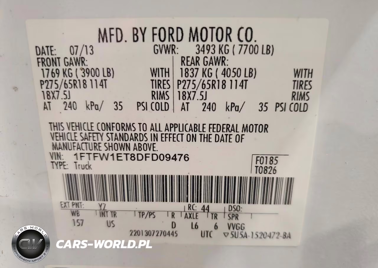 2013 Ford F150 Supercrew VIN:1FTFW1ET8DFD09476 - 12