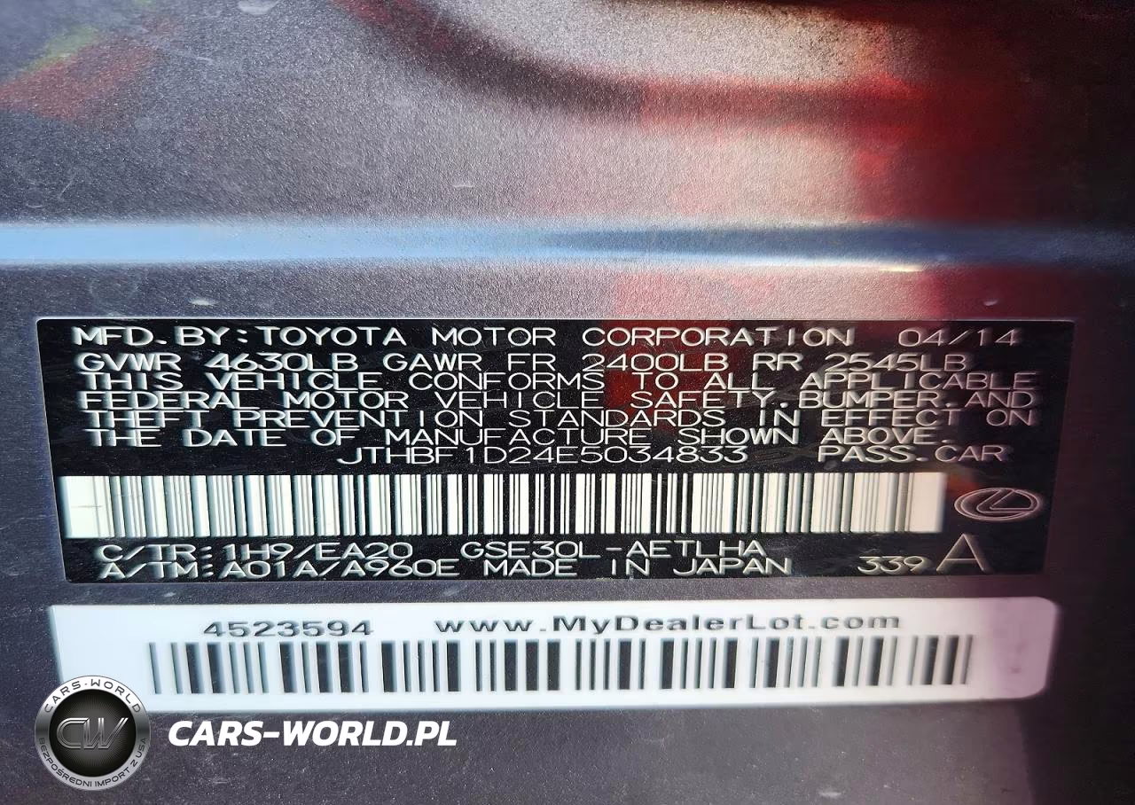 2014 Lexus Is 250 VIN:JTHBF1D24E5034833 - 12