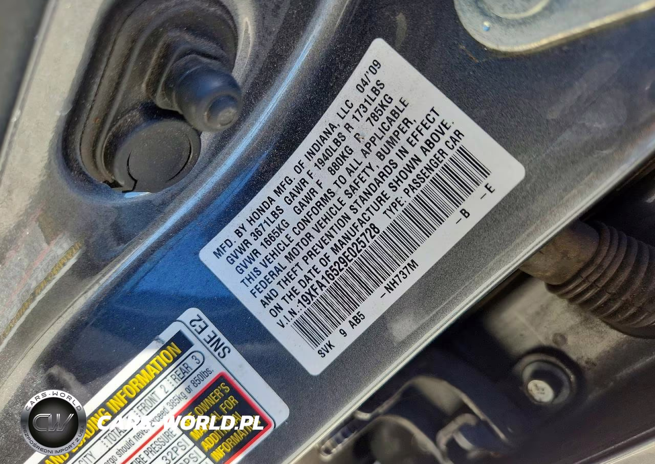 2009 Honda Civic Lx VIN:19XFA16529E025728 - 12
