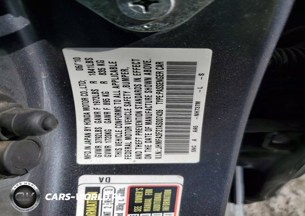 2010 Honda Civic Hybrid VIN:JHMFA3F27AS007436 - 12