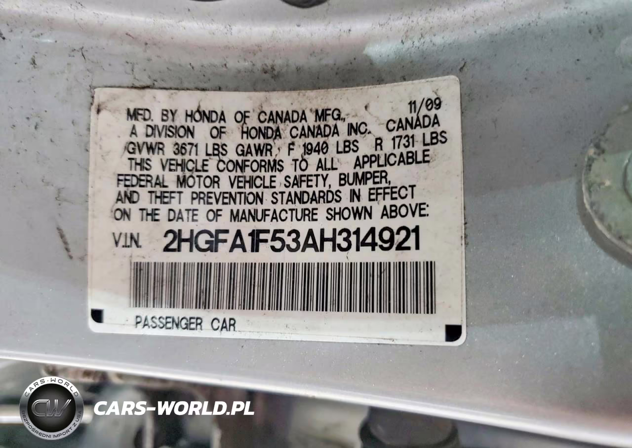 2010 Honda Civic Lx VIN:2HGFA1F53AH314921 - 12