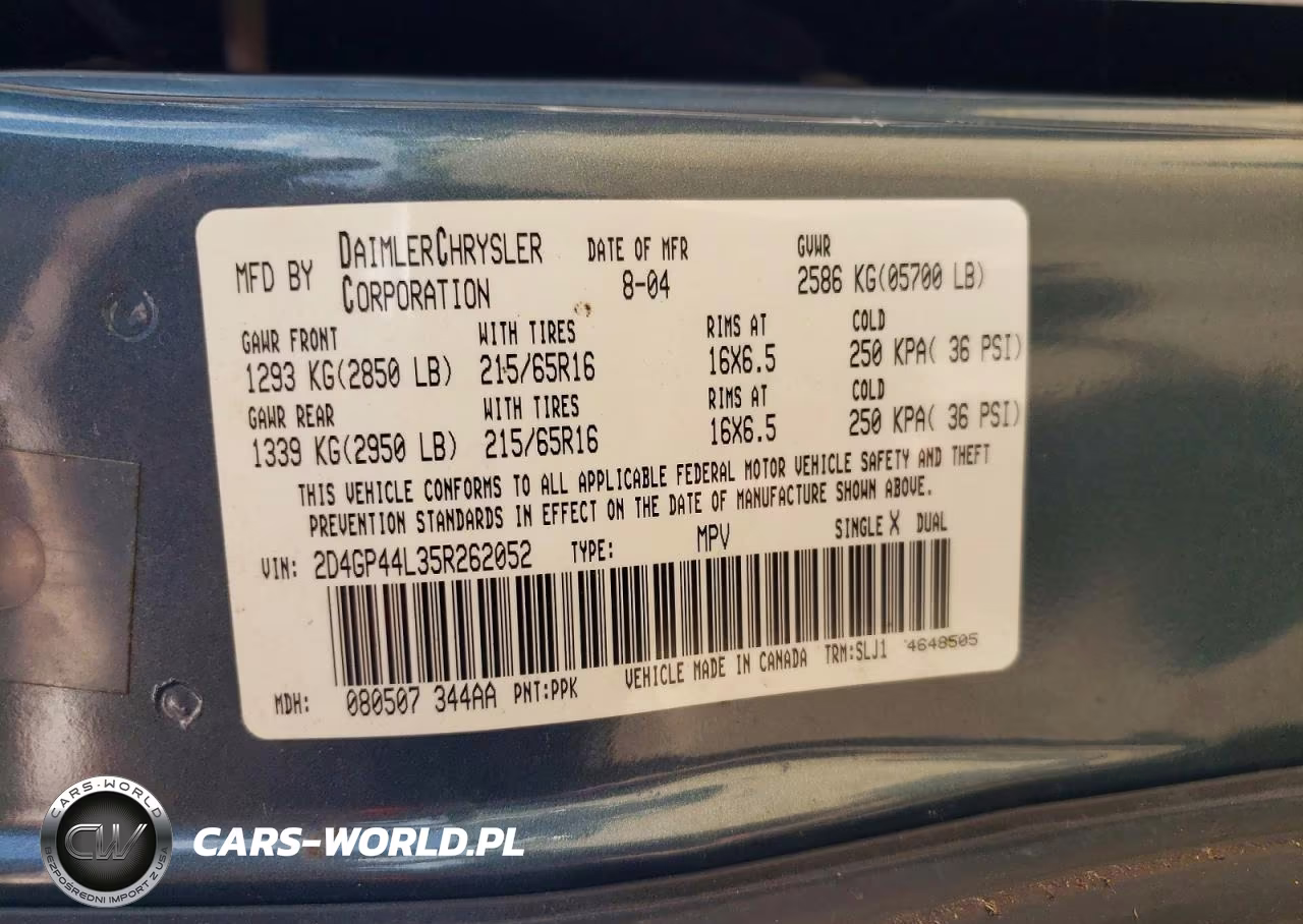 2005 Dodge Grand Caravan Sxt VIN:2D4GP44L35R262052 - 13