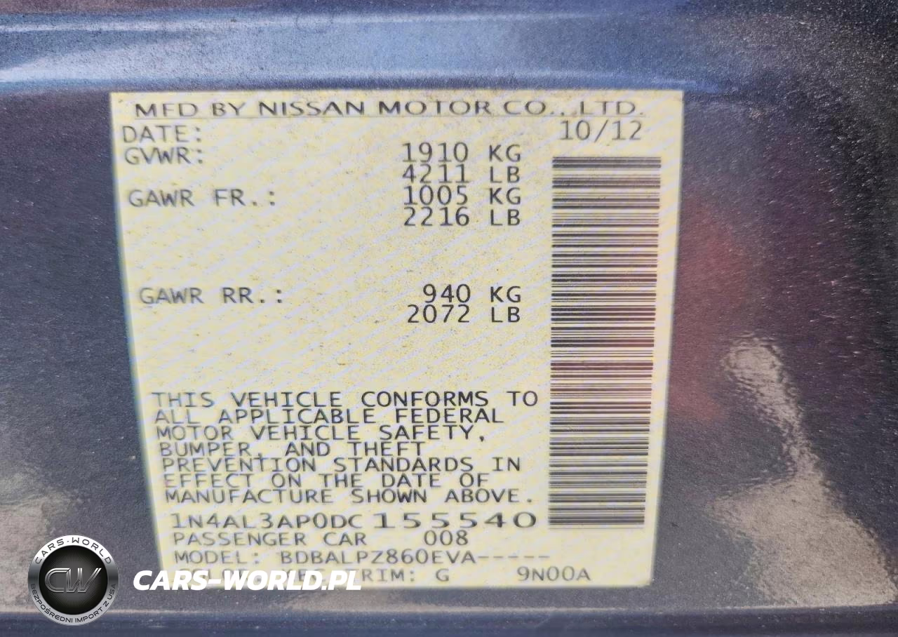 2013 Nissan Altima 2.5 VIN:1N4AL3AP0DC155540 - 12