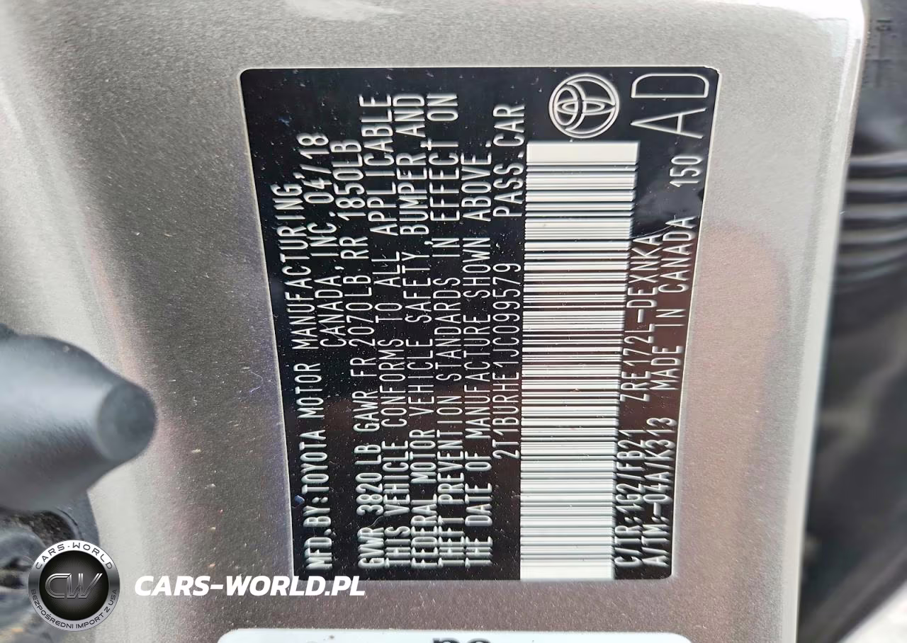 2018 Toyota Corolla L VIN:2T1BURHE1JC099579 - 12
