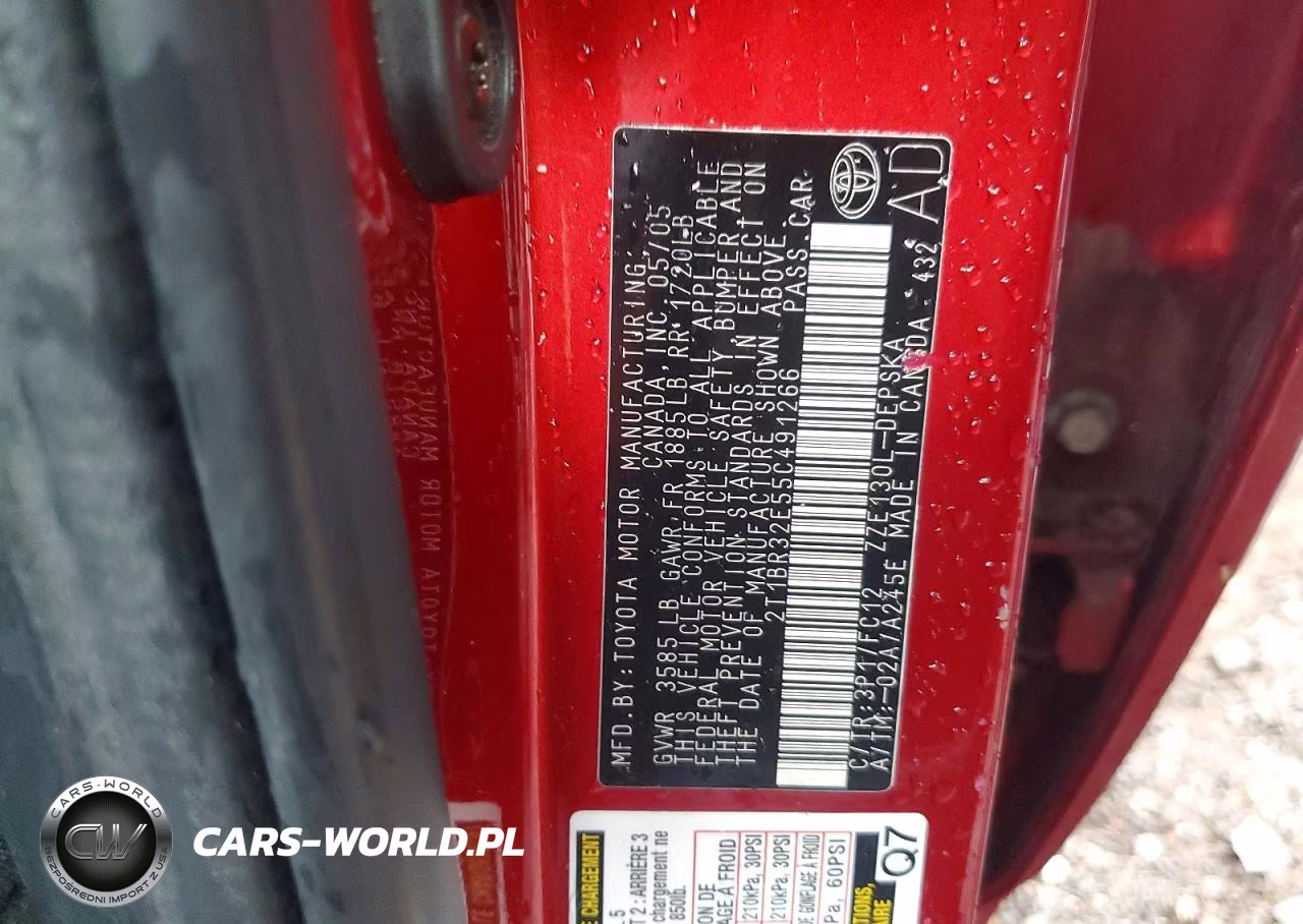 2005 Toyota Corolla S VIN:2T1BR32E55C491266 - 12