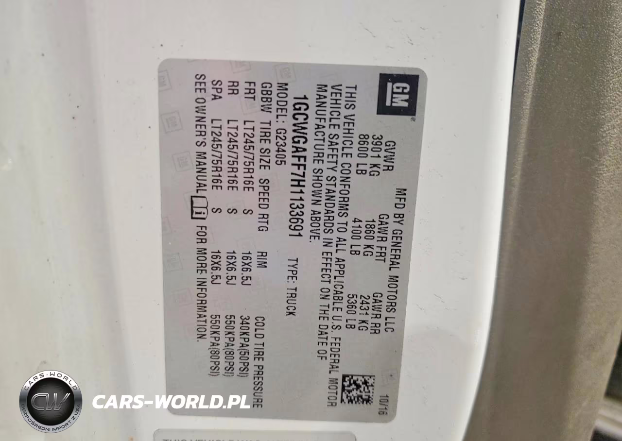 CHEVROLET EXPRESS G2 VIN:1GCWGAFF7H1133691 - 13