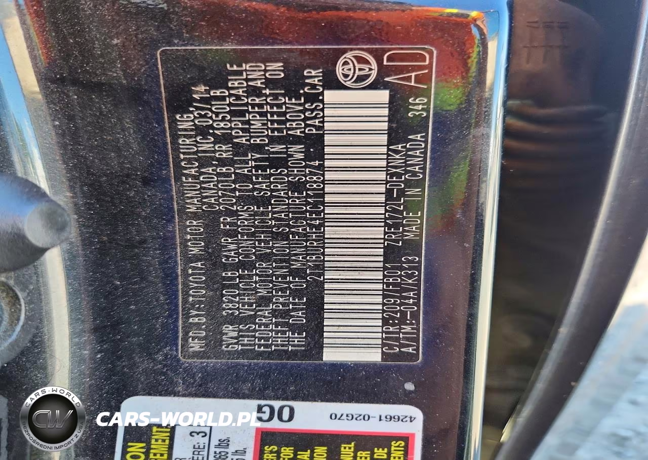 2014 Toyota Corolla Le VIN:2T1BURHE4EC118874 - 13