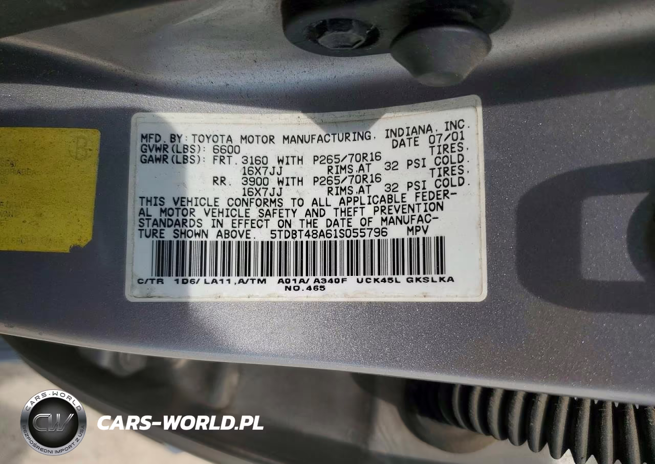 2001 Toyota Sequoia Limited VIN:5TDBT48A61S055796 - 14