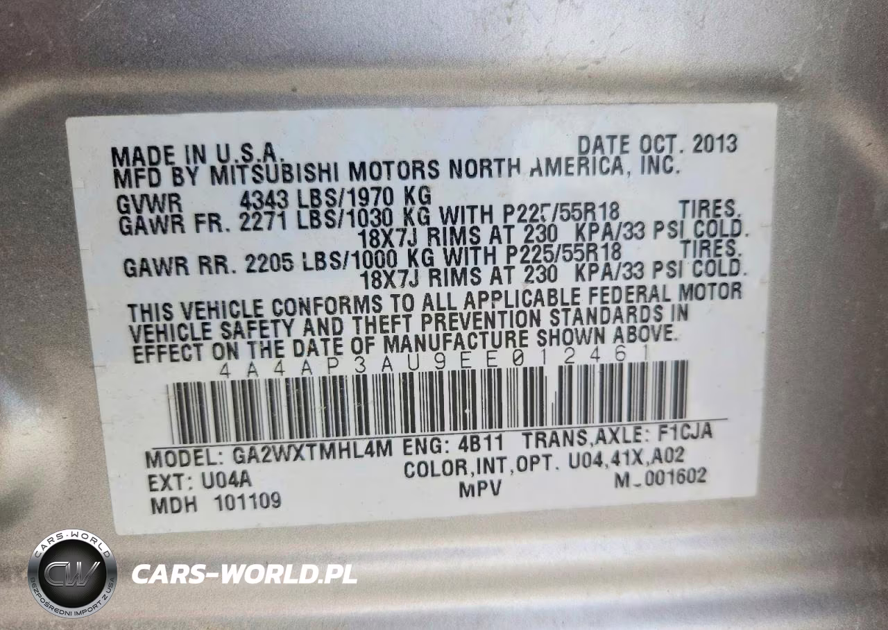 2014 Mitsubishi Outlander Sport Es VIN:4A4AP3AU9EE012461 - 12