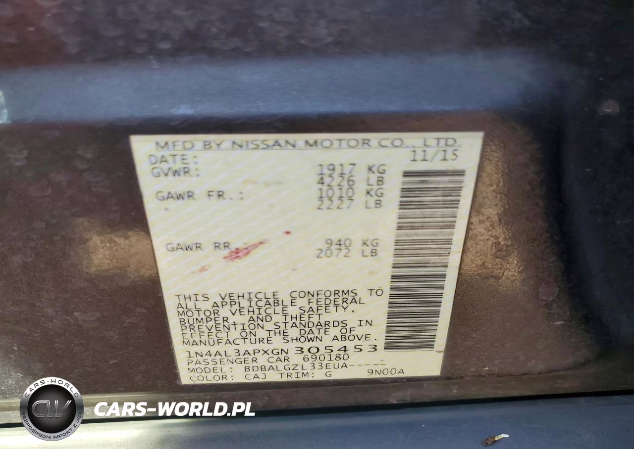 2016 Nissan Altima 2.5 S VIN:1N4AL3APXGN305453 - 12