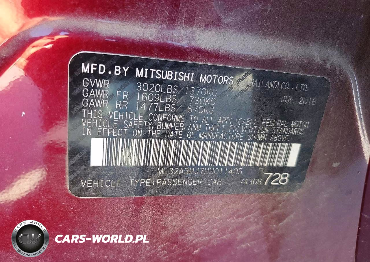 2017 Mitsubishi Mirage Es VIN:ML32A3HJ7HH011405 - 13