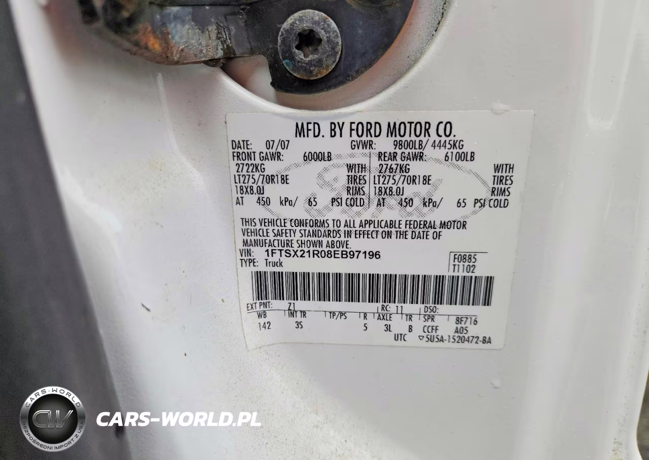 2008 Ford F250 Super Duty VIN:1FTSX21R08EB97196 - 12