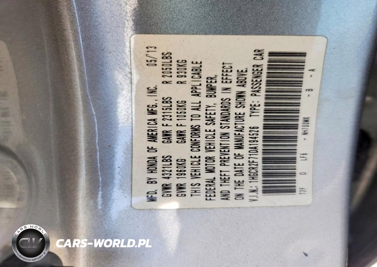 2013 Honda Accord Ex VIN:1HGCR2F71DA194526 - 13