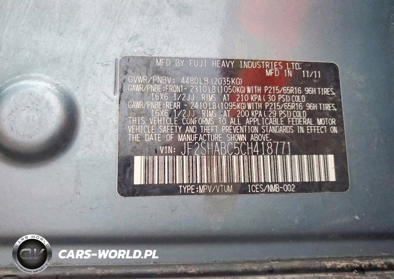 2012 Subaru Forester 2.5X VIN:JF2SHABC5CH418771 - 14