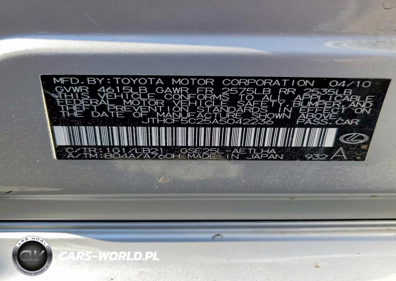2010 Lexus Is 250 VIN:JTHCF5C25A5042236 - 12