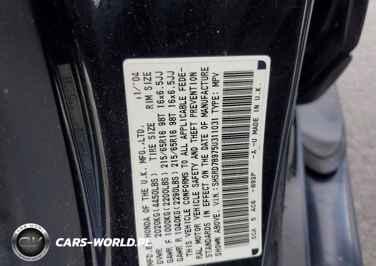 2005 Honda Cr-V Se VIN:SHSRD78975U311031 - 13
