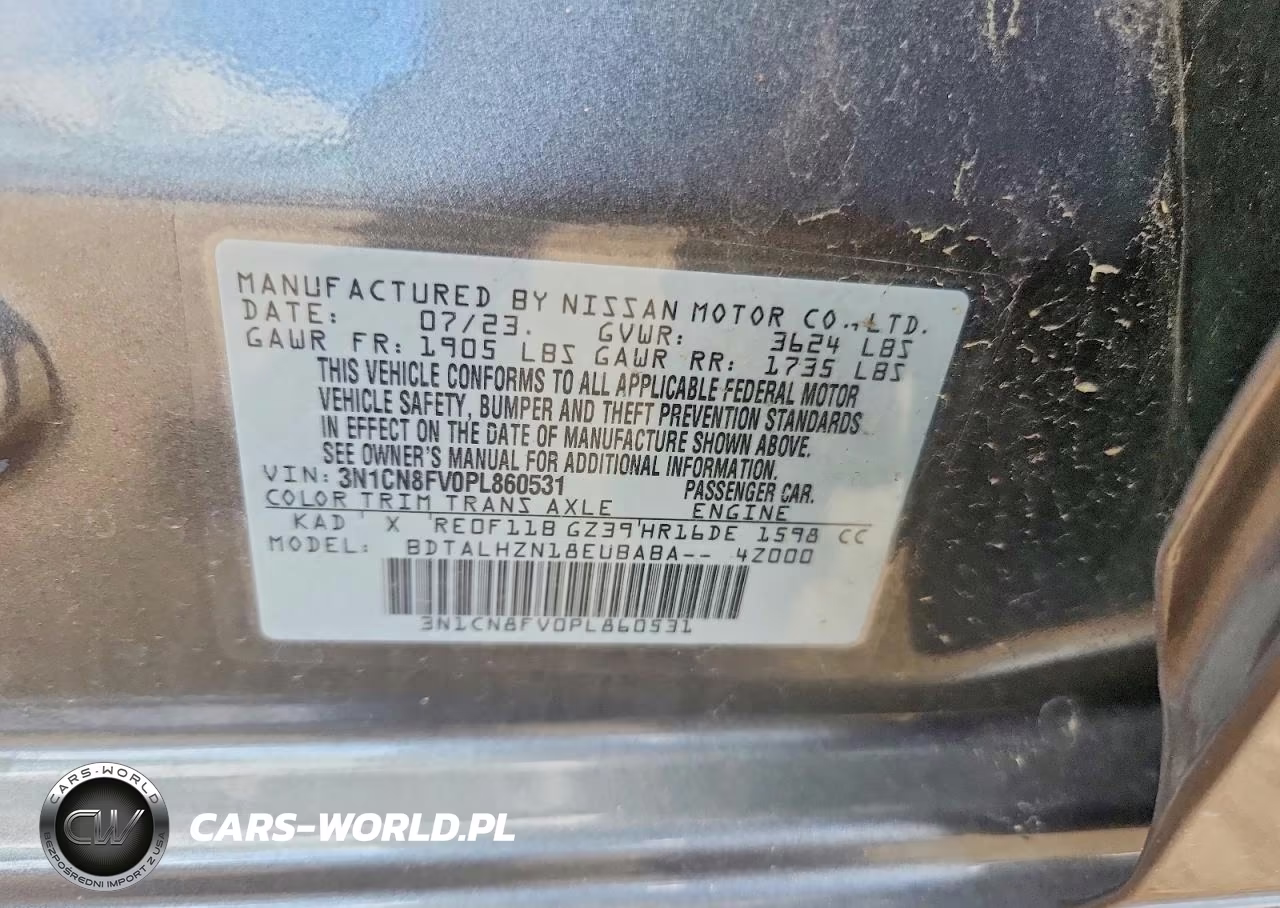 2023 Nissan Versa Sr VIN:3N1CN8FV0PL860531 - 12