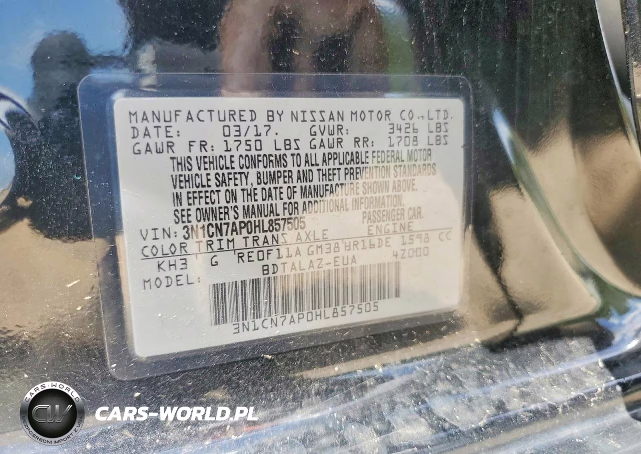 2017 Nissan Versa 1.6 S Plus VIN:3N1CN7AP0HL857505 - 13