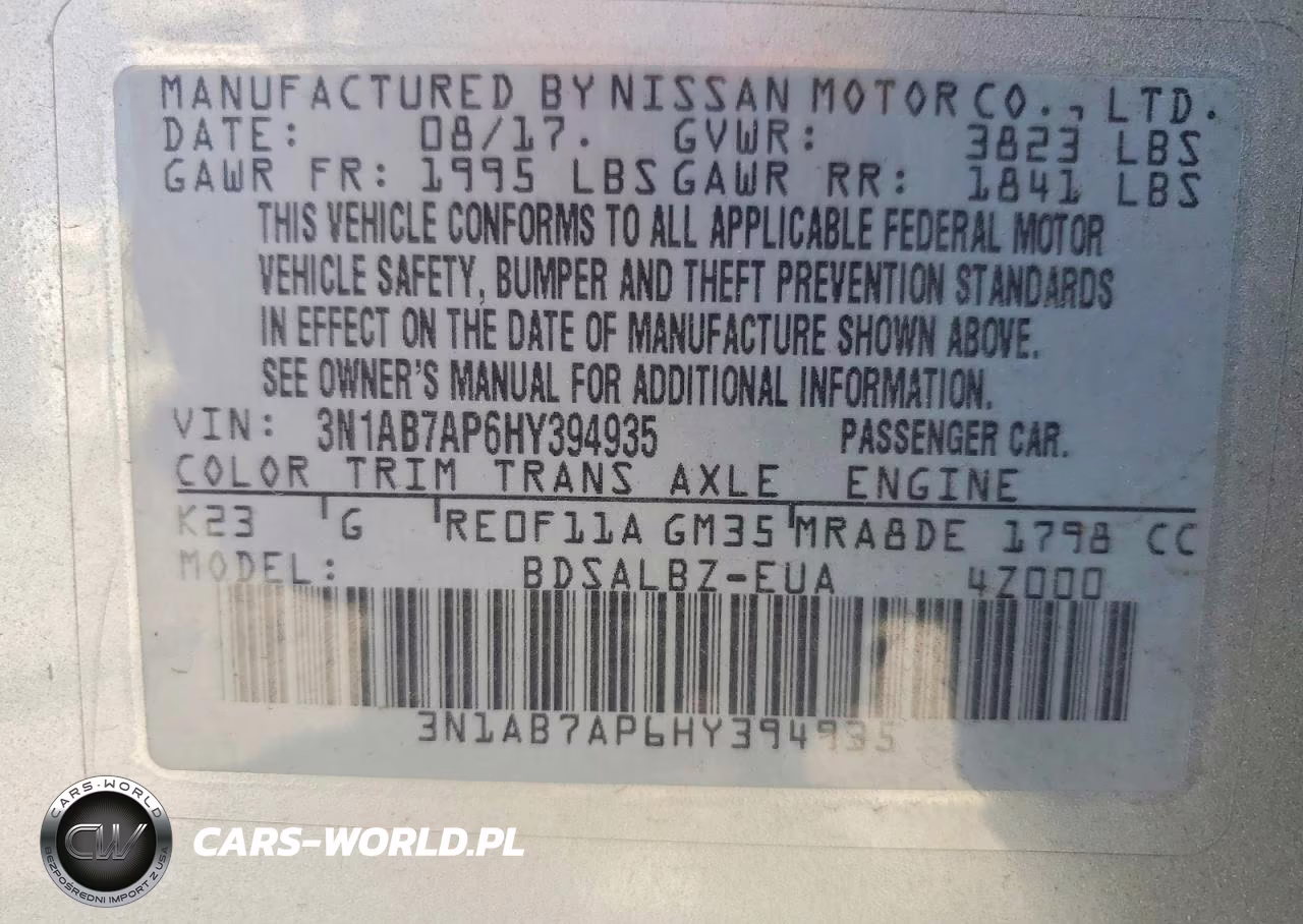 2017 Nissan Sentra S VIN:3N1AB7AP6HY394935 - 13