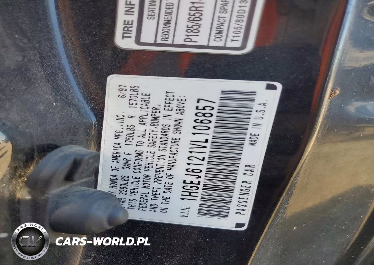 1997 Honda Civic Dx VIN:1HGEJ6121VL106857 - 12