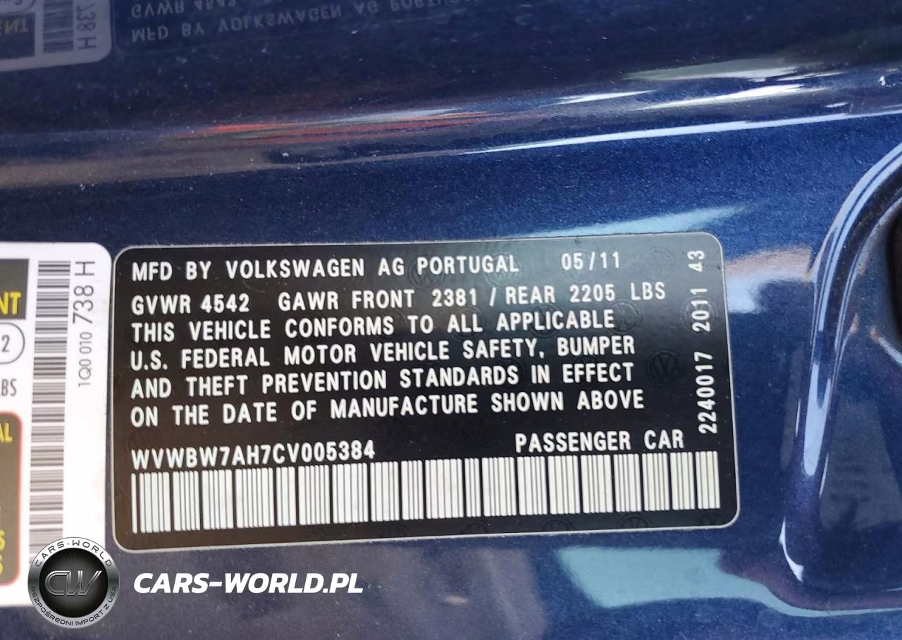 2012 Volkswagen Eos Komfort VIN:WVWBW7AH7CV005384 - 12
