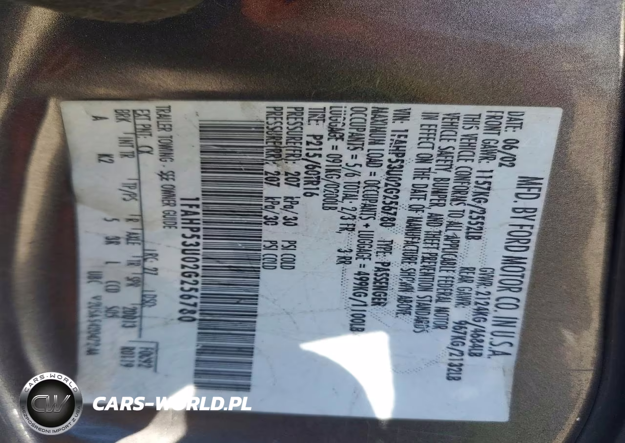 2002 Ford Taurus Se VIN:1FAHP53U02G256780 - 12