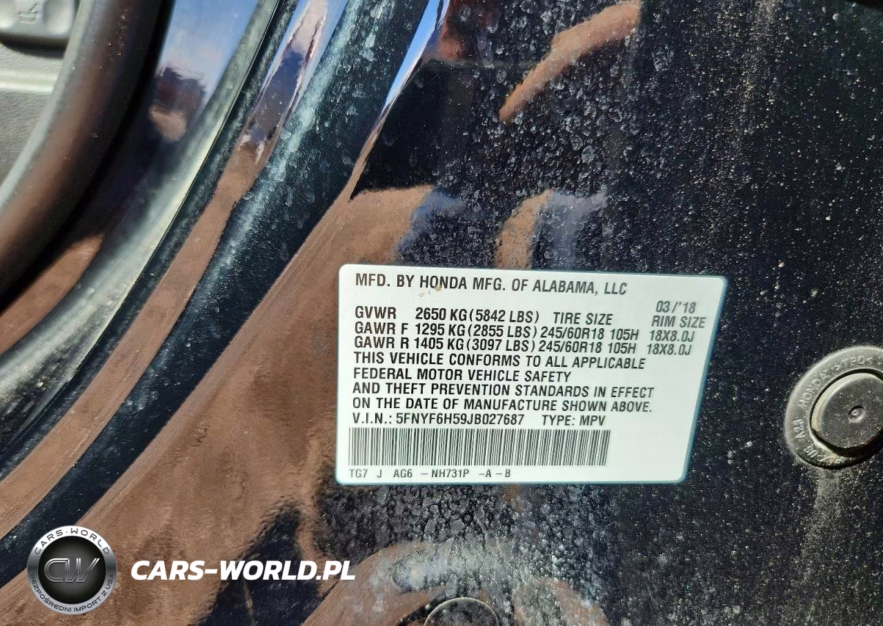 2018 Honda Pilot Exl VIN:5FNYF6H59JB027687 - 12