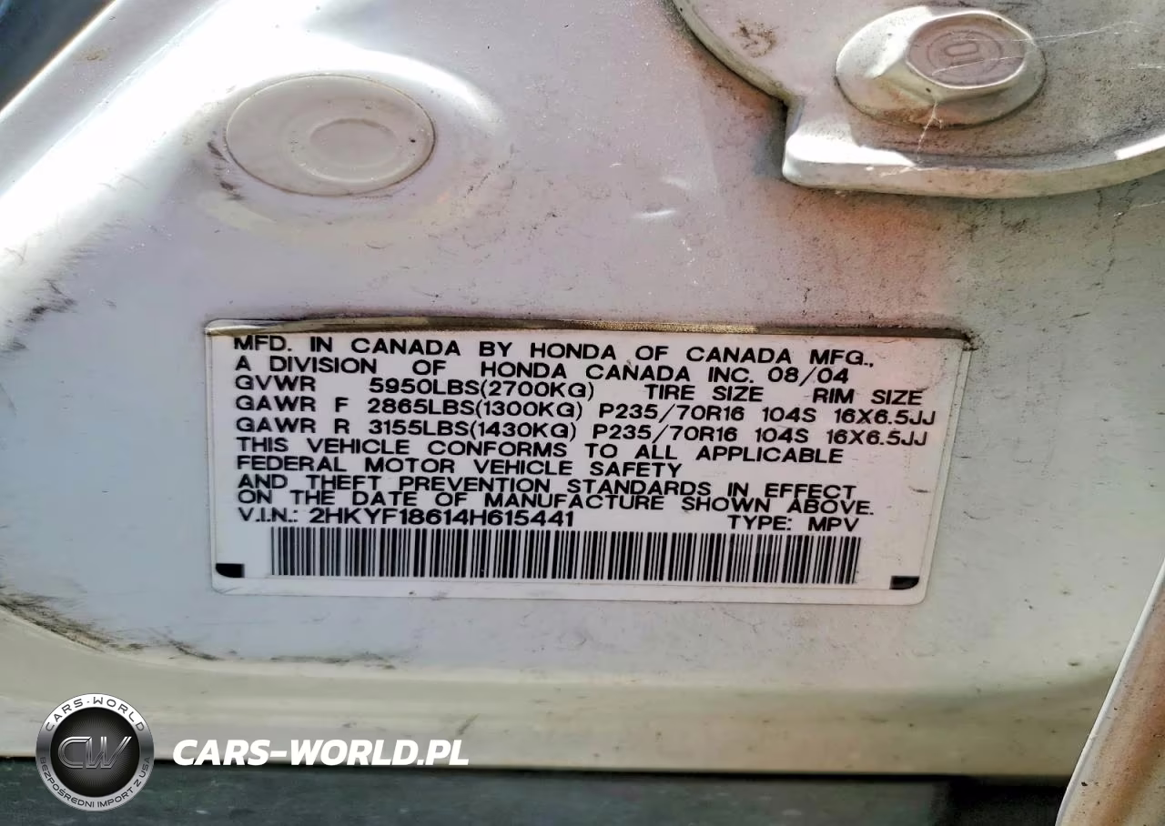 2004 Honda Pilot Exl VIN:2HKYF18614H615441 - 13